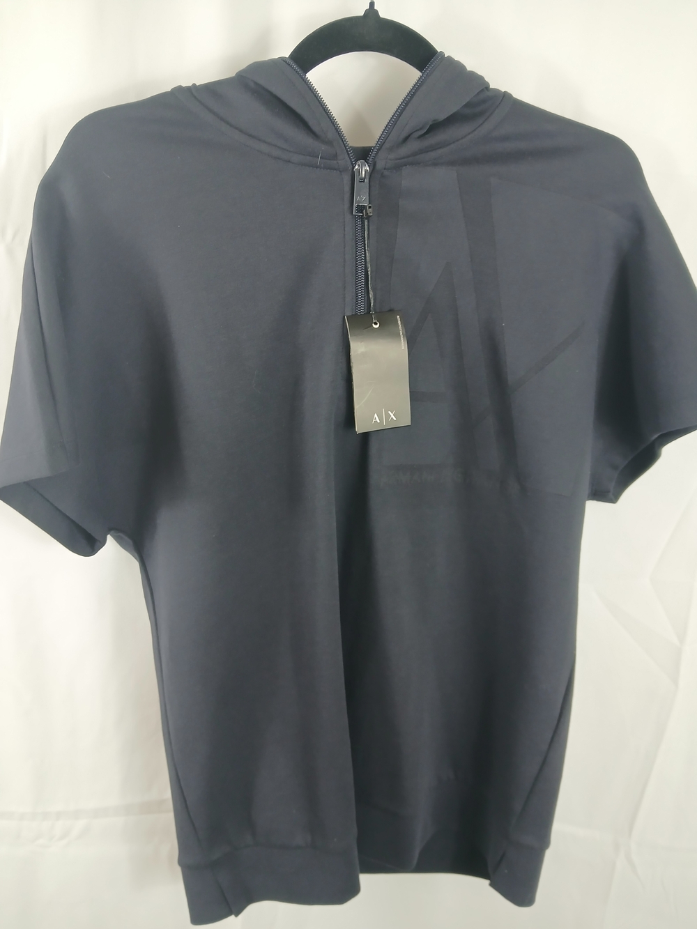 A|X Armani Exchange Navy Half-Zip Hooded Tee